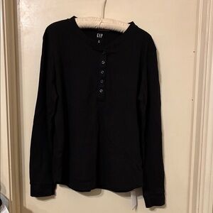 Nwt Gap Men XL Henley Shirt True Black • Lightweight Long Sleeve